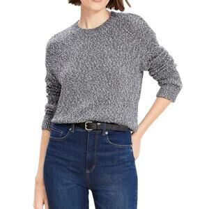 Loft Marled Crew Neck Sweater Blue and White Size XLarge